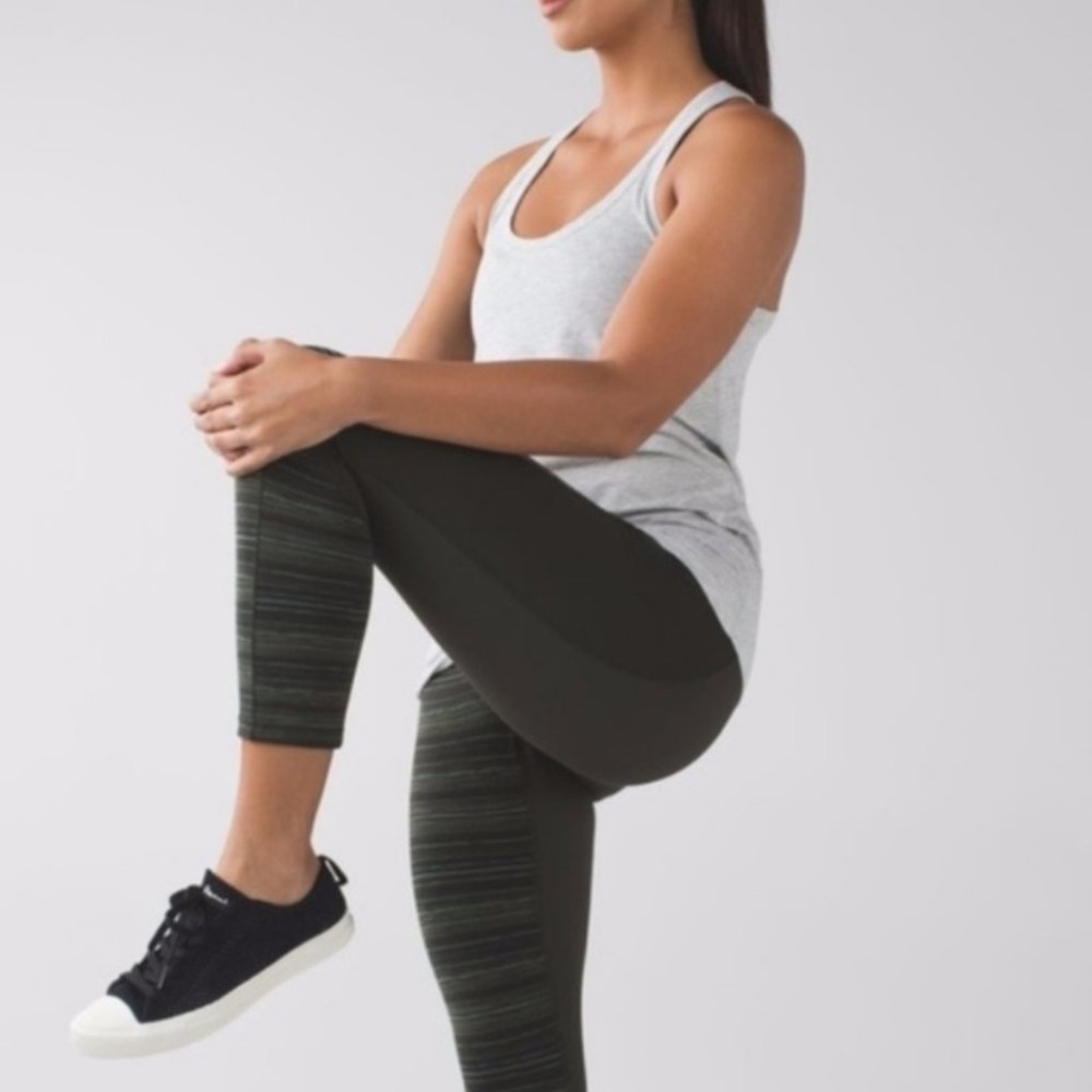 LULULEMON Green striped Give Me Qi crop le…